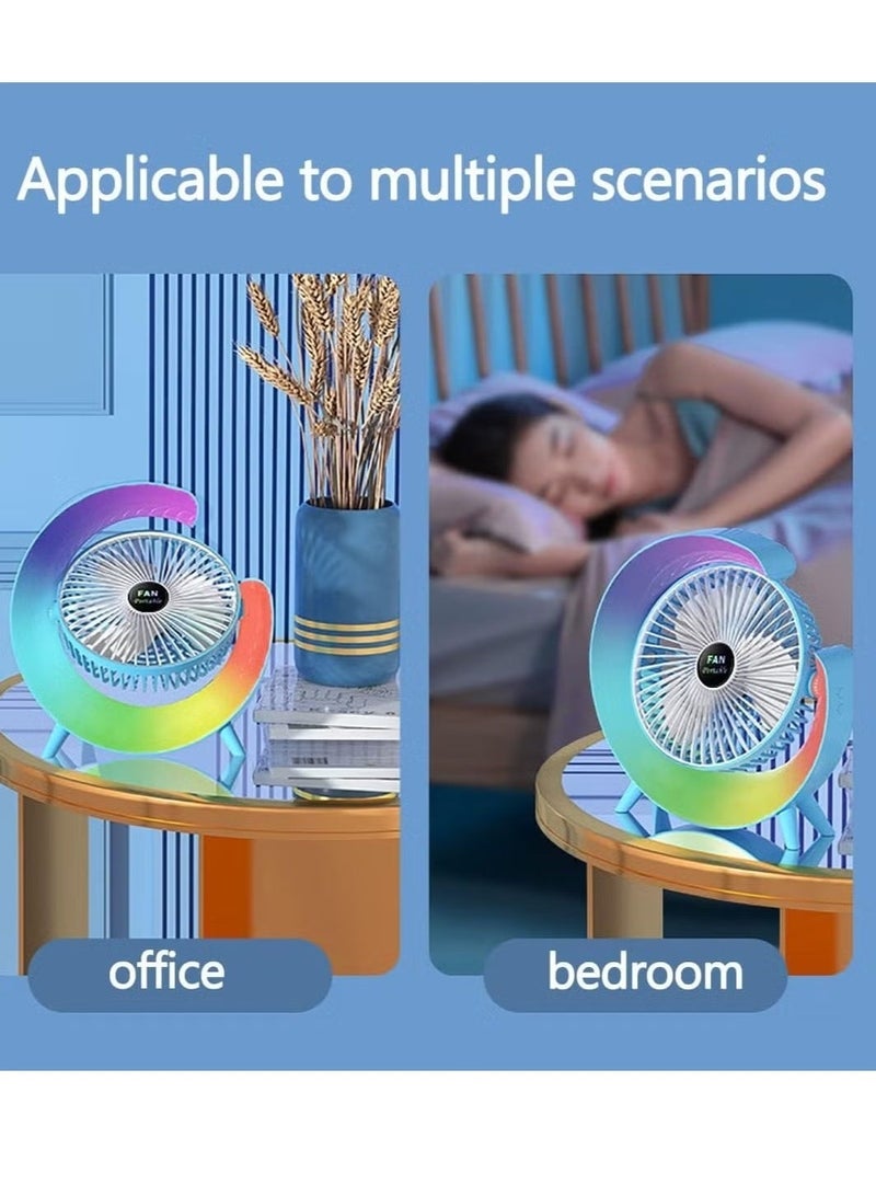 Multifunctional Colorful Desktop Small Fan portable Floor mounted Fan With Light USB Charging personal Fan - Image 3