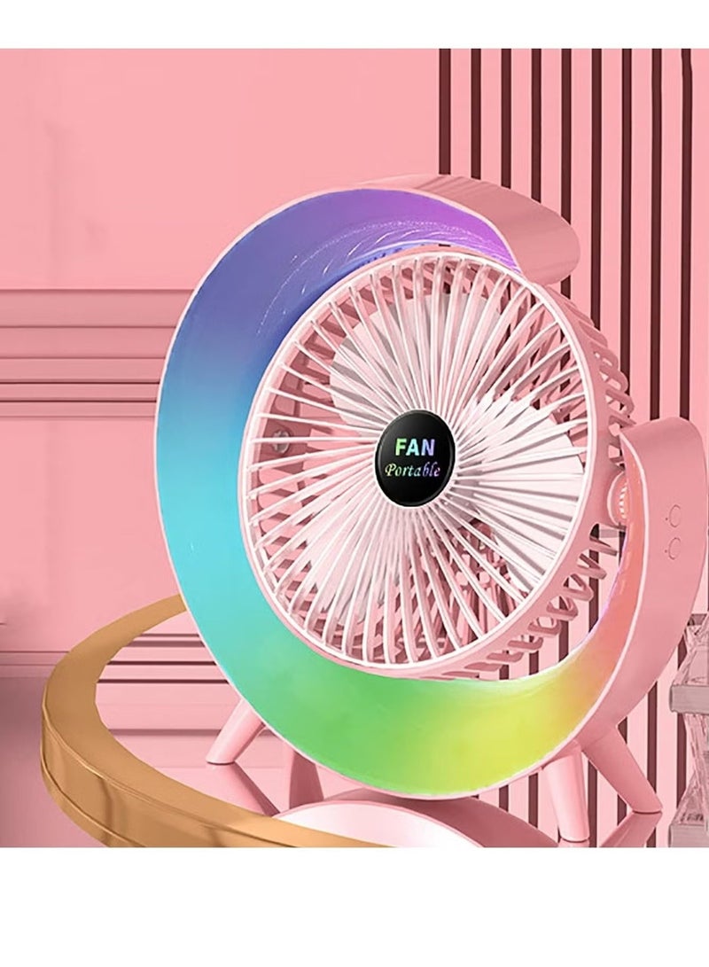 Multifunctional Colorful Desktop Small Fan portable Floor mounted Fan With Light USB Charging personal Fan - Image 1