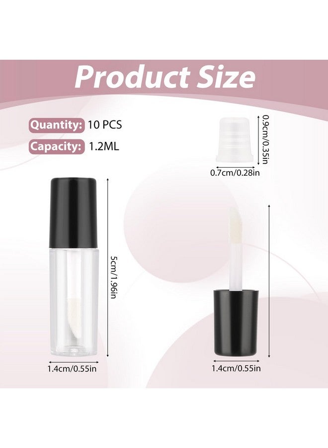 مولين 10 قطع من أنابيب ملمع الشفاه الفارغة من مولين، عبوات مستحضرات تجميل صغيرة قابلة لإعادة التعبئة بسعة 1.2 مل، زجاجات بلسم الشفاه لعينات أحمر الشفاه، بلسم الشفاه (غطاء أنبوب أسود) - Image 2