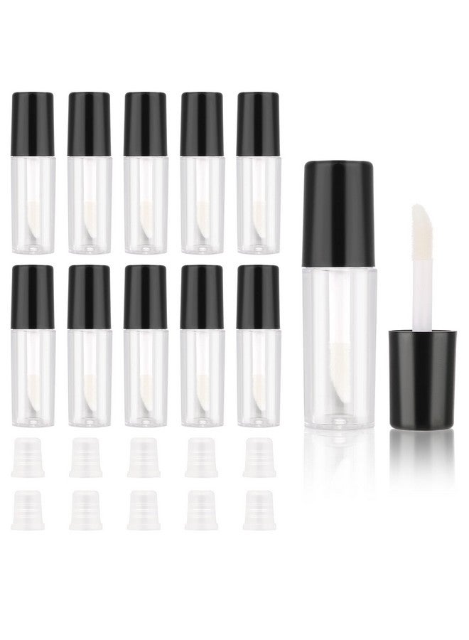 مولين 10 قطع من أنابيب ملمع الشفاه الفارغة من مولين، عبوات مستحضرات تجميل صغيرة قابلة لإعادة التعبئة بسعة 1.2 مل، زجاجات بلسم الشفاه لعينات أحمر الشفاه، بلسم الشفاه (غطاء أنبوب أسود) - Image 1