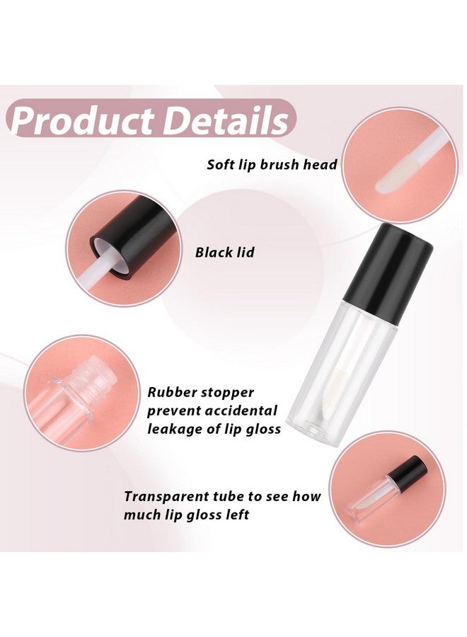 مولين 10 قطع من أنابيب ملمع الشفاه الفارغة من مولين، عبوات مستحضرات تجميل صغيرة قابلة لإعادة التعبئة بسعة 1.2 مل، زجاجات بلسم الشفاه لعينات أحمر الشفاه، بلسم الشفاه (غطاء أنبوب أسود) - Image 3