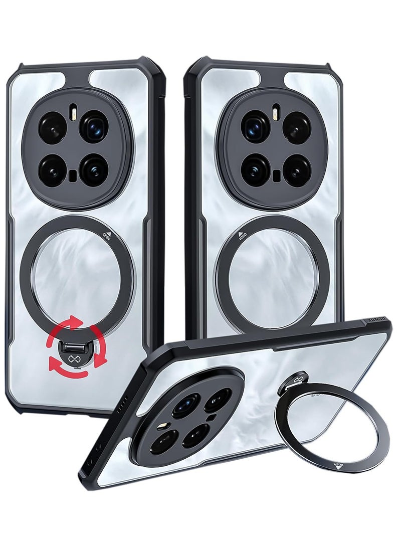 Aookay for Honor Magic 7 Pro Case, 360° Rotatable Magnetic Ring Stand Back Cover, TPU+PC Shockproof Protection Mobile Phone Case, Anti-Yellowing Slim Fit Protective Case (Black) - Image 1