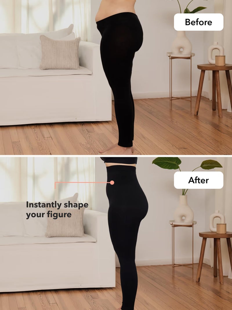 SHAPERMINT High Waisted Tummy Control Compression Leggings for Women - Petite to Plus Size Womens Leggings Non See Through Gray - Image 5