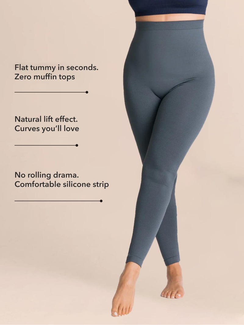SHAPERMINT High Waisted Tummy Control Compression Leggings for Women - Petite to Plus Size Womens Leggings Non See Through Gray - Image 2