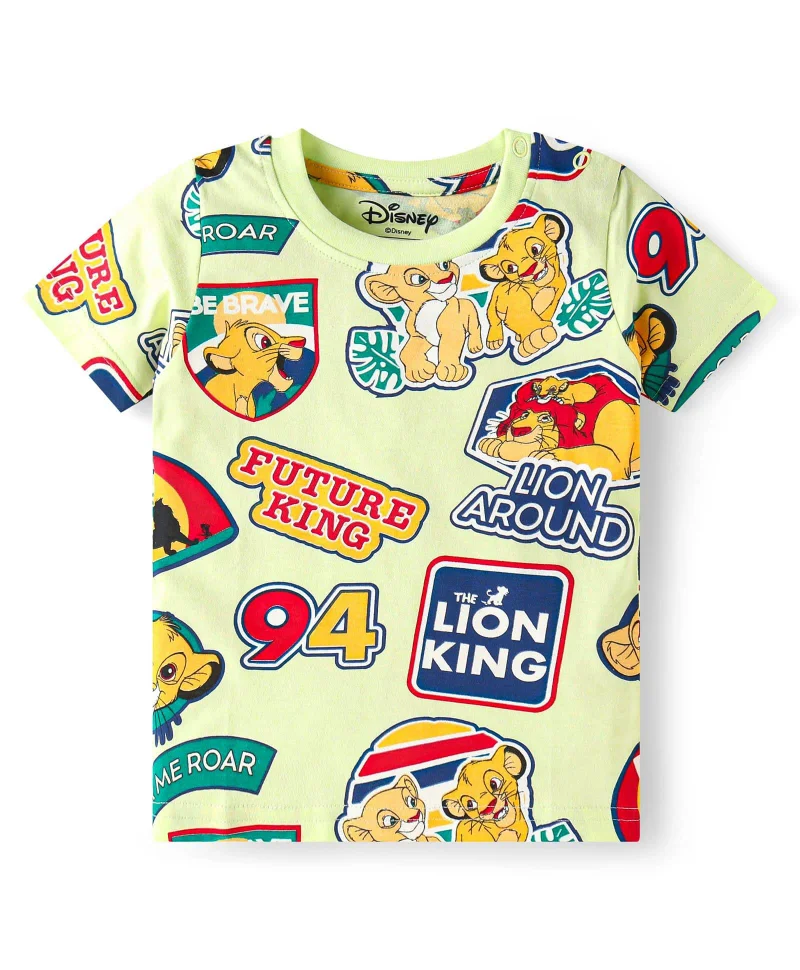 Babyhug Disney Babyhug Disney Single Jersey Knit Half Sleeves T-Shirts With Simba Graphics Pack of 3 - Blue Red & Light Green