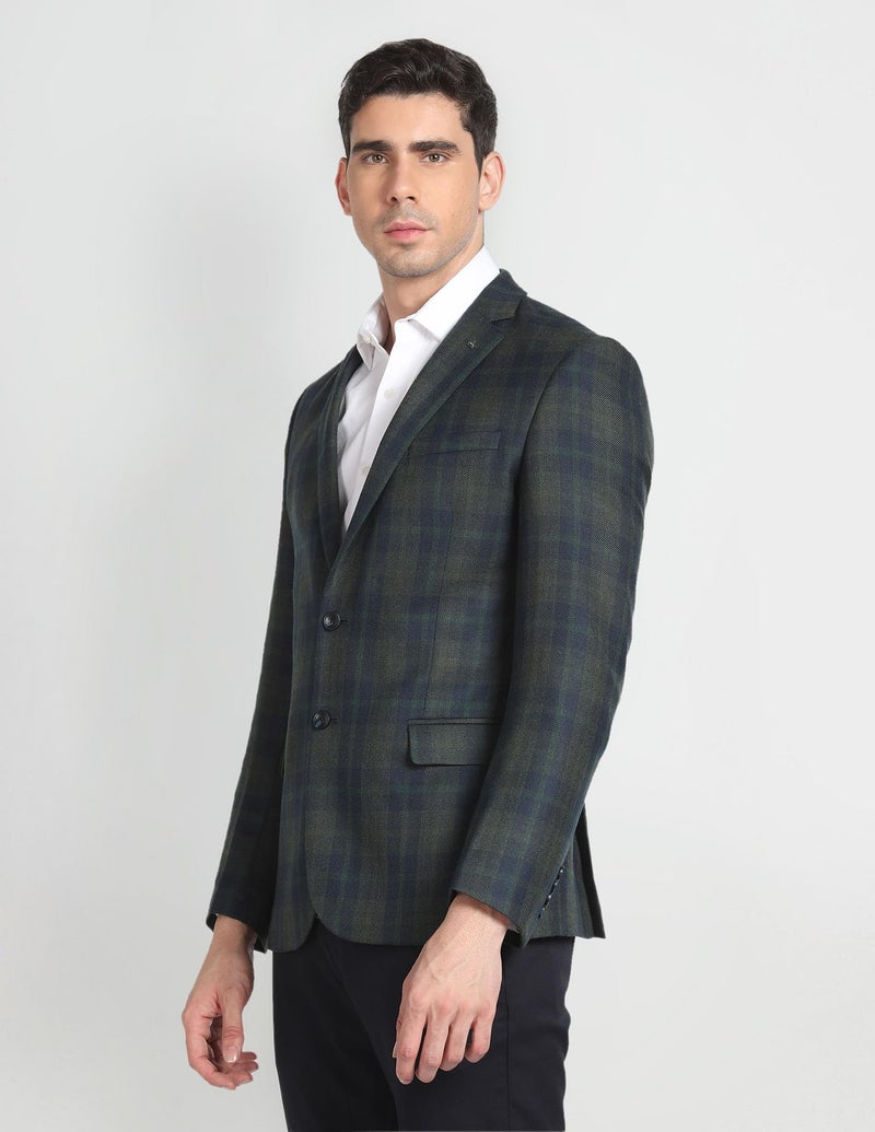 Arrow Tartan Check Knit Blazer Green - Image 5