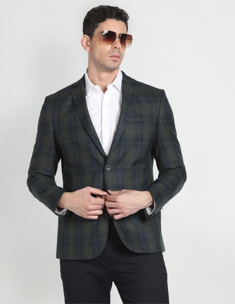 Arrow Tartan Check Knit Blazer Green - Image 2