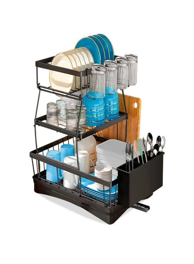 Abhsant Over The Sink Dish Drying Rack, Dish Drainer Shelf Stainless Steel for Organization Storage Space Saver Shelf Holder with Utensils Holder for Kitchen Counter (199 Rack) - Image 1