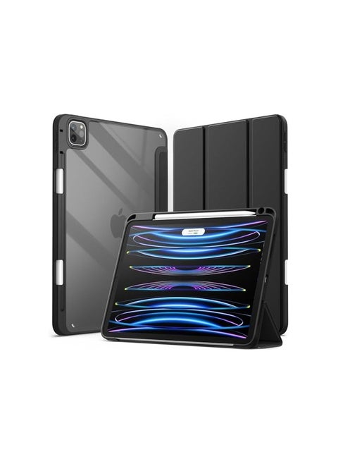 Compatible with Cover for 11 Inch iPad Pro (M4) 2024 with Pen Holder, Shockproof Smart Case Cover with Transparent Back Case, Protective Case (Black)