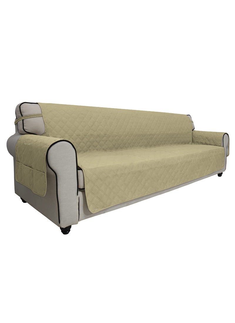 Easy-Going EasyGoing Sofa Slipcover Waterproof Sofa Cover Couch Cover for 4 Cushion Couch with Elastic Straps Washable NonSlip Furniture Protector Cover for Pets Dogs Cat XXLarge Sand 