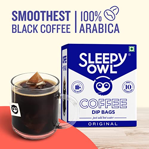 Sleepy Owl Hot Coffee Brew Bags (Original) | Set of 10 Filter bags for Hot Coffee | 100% Arabica Beans | 5-Minute Brew - just add hot water | No Sugar, No preservatives | Proprietary Coffee Bags | Sourced directly from Chikmagalur | Freshly shipped | Drink Black or with Milk - Image 3