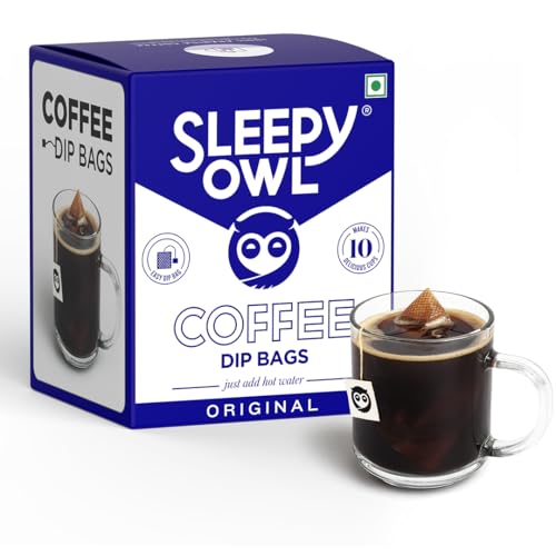 Sleepy Owl Hot Coffee Brew Bags (Original) | Set of 10 Filter bags for Hot Coffee | 100% Arabica Beans | 5-Minute Brew - just add hot water | No Sugar, No preservatives | Proprietary Coffee Bags | Sourced directly from Chikmagalur | Freshly shipped | Drink Black or with Milk - Image 1