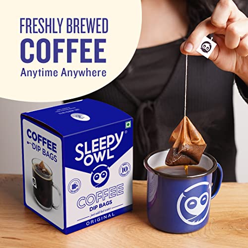 Sleepy Owl Hot Coffee Brew Bags (Original) | Set of 10 Filter bags for Hot Coffee | 100% Arabica Beans | 5-Minute Brew - just add hot water | No Sugar, No preservatives | Proprietary Coffee Bags | Sourced directly from Chikmagalur | Freshly shipped | Drink Black or with Milk - Image 2
