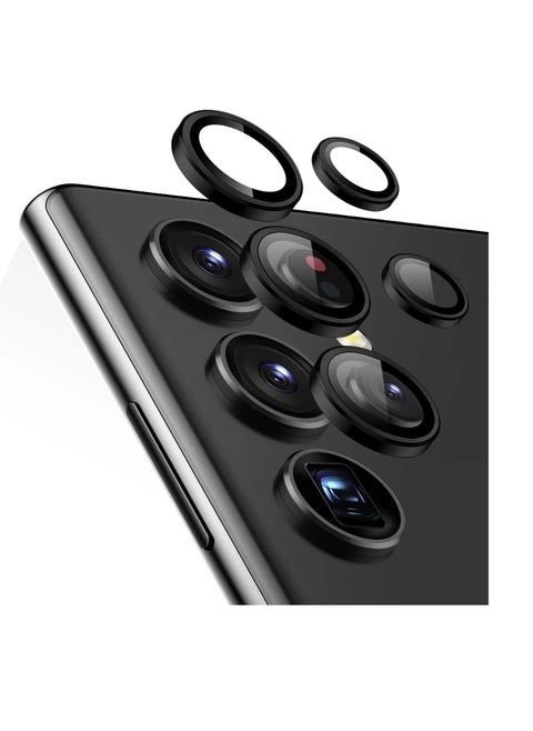Camera Lens Protector Compatible with Samsung Galaxy S24 Ultra 6.8" 2024, 9H Tempered Glass Camera Protector, HD Clear, Anti-Scratch [Installation Tray] No Affect Night Shots - Black