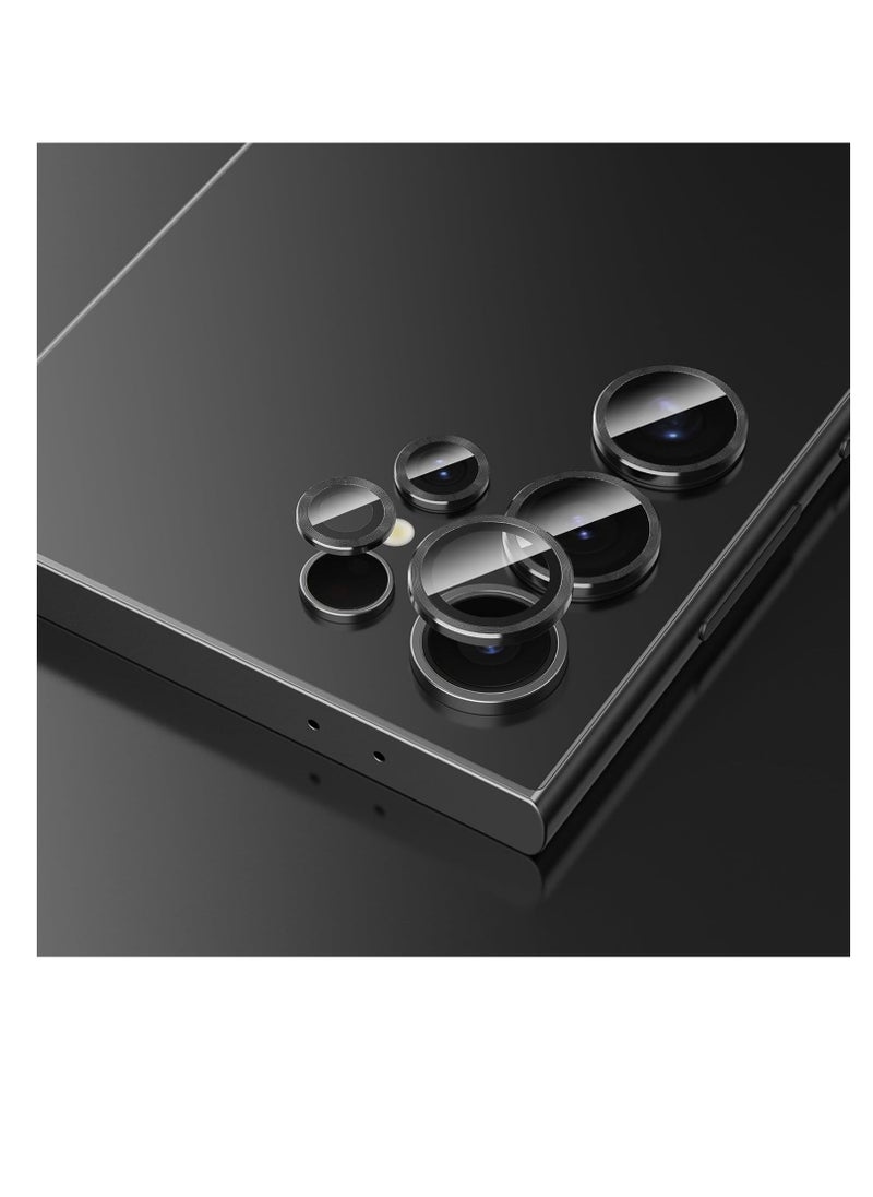Camera Lens Protector Compatible with Samsung Galaxy S24 Ultra 6.8" 2024, 9H Tempered Glass Camera Protector, HD Clear, Anti-Scratch [Installation Tray] No Affect Night Shots - Black