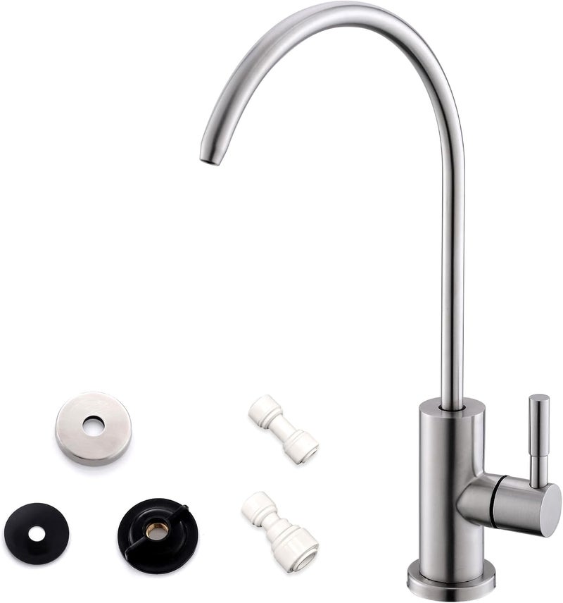 WEWE Drinking Water Faucet for Kitchen Sink, Kitchen Water Filter Faucet Stainless Steel for Reverse Osmosis or Water Filtration System Beverage Non-Air Gap RO Faucet Brushed Nickel Finish - Image 1