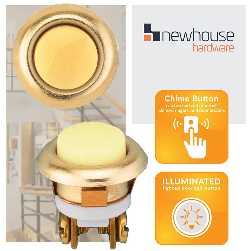 Newhouse Hardware FMBL Lighted Doorbell Button, 1-Pack, Brass - Image 3