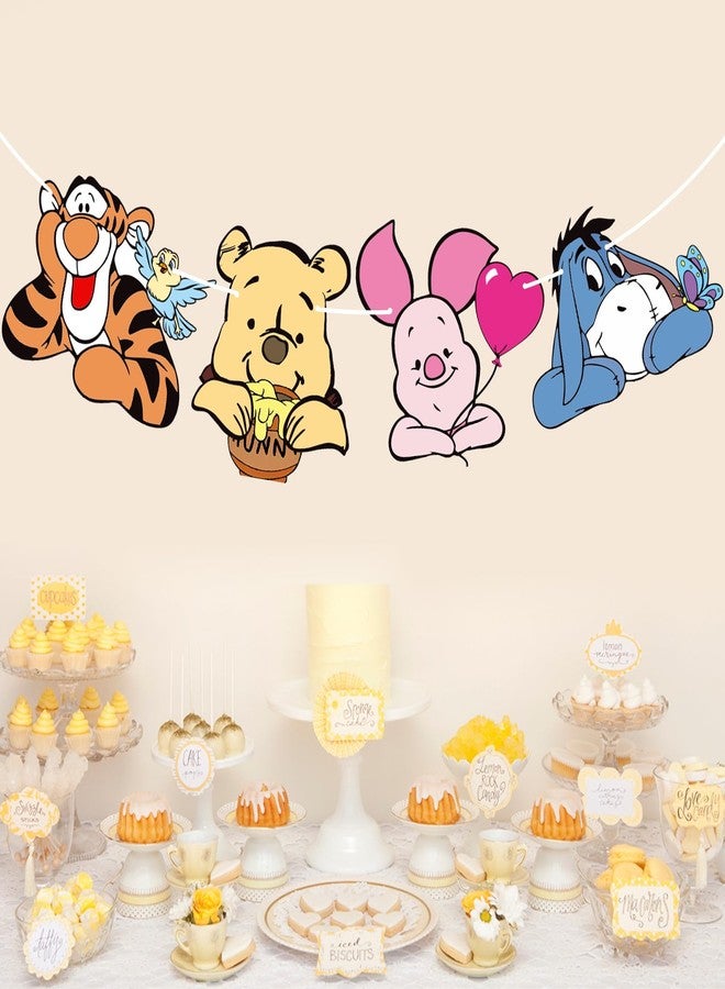 MEMOVAN Winnie Party Banner Pooh Baby Banners Bear Banner for Baby Shower Classic the Pooh 1 St Birthday Welcome Party Supplies Vintage Cute Winnie- Banner Sign - Image 1