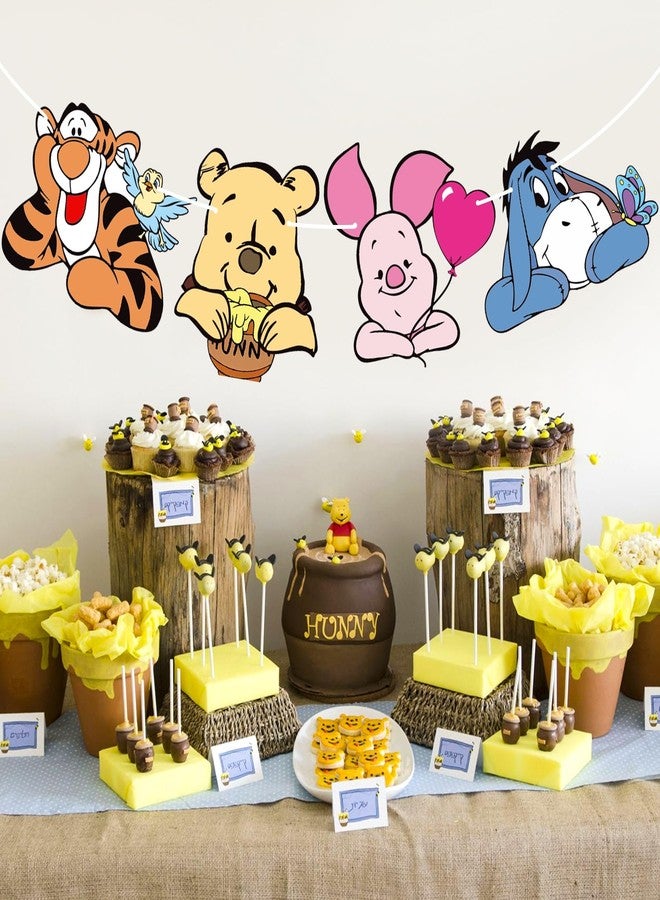 MEMOVAN Winnie Party Banner Pooh Baby Banners Bear Banner for Baby Shower Classic the Pooh 1 St Birthday Welcome Party Supplies Vintage Cute Winnie- Banner Sign - Image 4