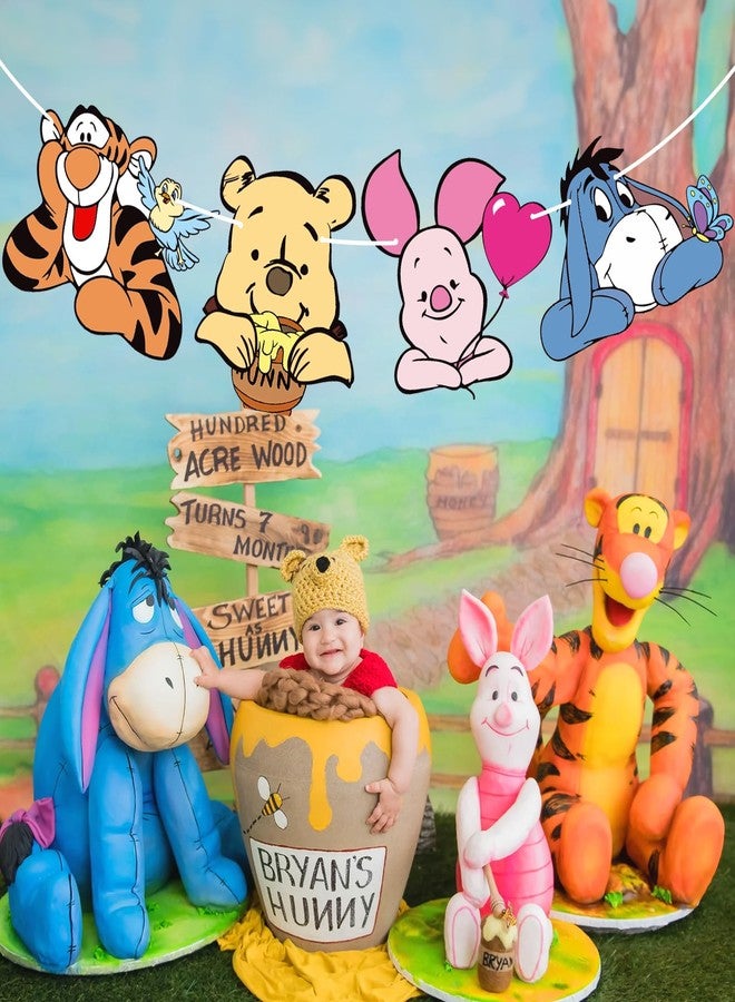 MEMOVAN Winnie Party Banner Pooh Baby Banners Bear Banner for Baby Shower Classic the Pooh 1 St Birthday Welcome Party Supplies Vintage Cute Winnie- Banner Sign - Image 3