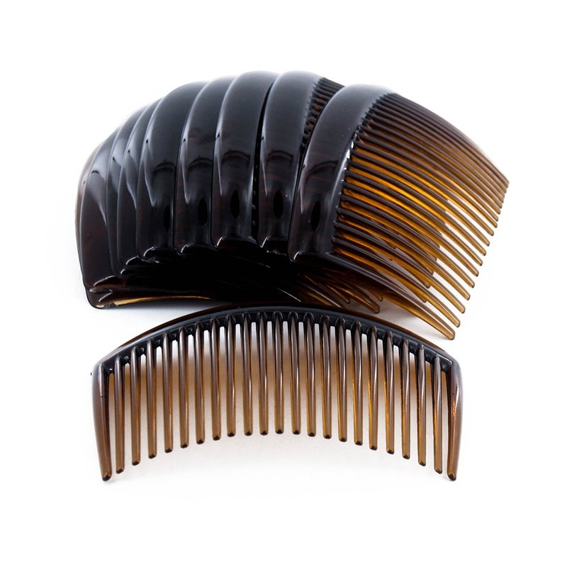 Yeshan 32 Plastic Hair Side Comb With Teeth Comb HairPin Clip for womenBrown 12pcs
