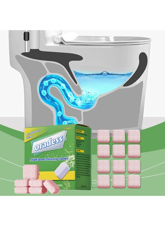 oradess 12 pack Toilet Bowl Cleaner Tablets, Bathroom Automatic Toilet Tank Cleaners, Slow-Releasing Household for Deodorizing, against Tough Stains, Long-Lasting Freshness - Image 4