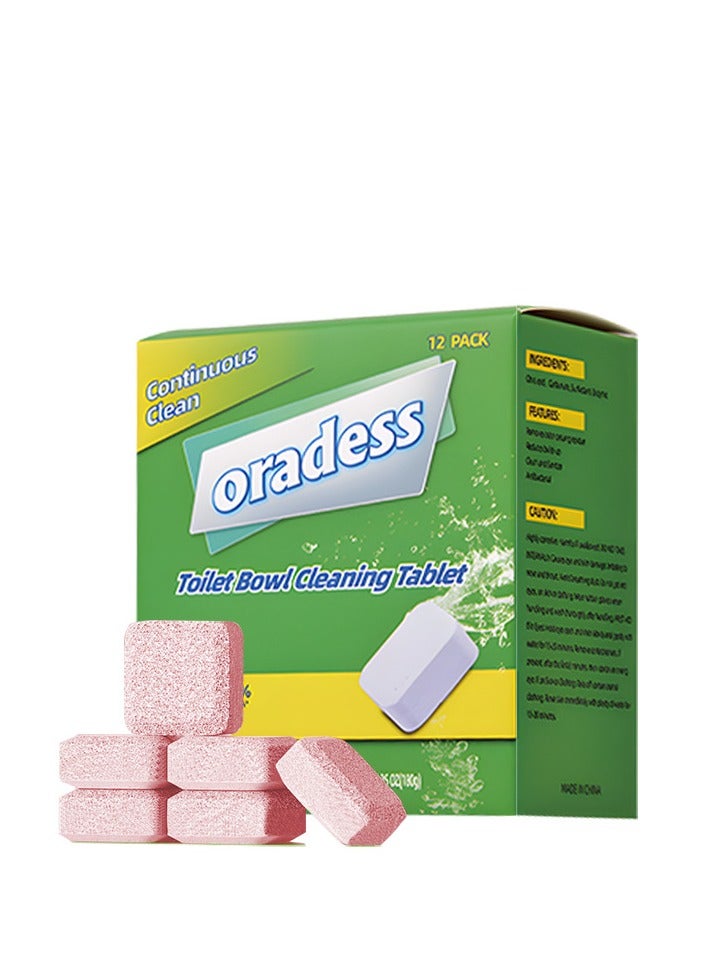 oradess 12 pack Toilet Bowl Cleaner Tablets, Bathroom Automatic Toilet Tank Cleaners, Slow-Releasing Household for Deodorizing, against Tough Stains, Long-Lasting Freshness - Image 1
