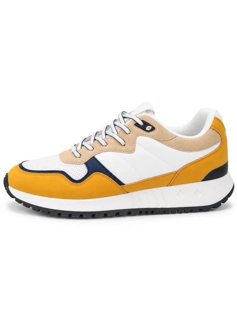 Dockers By Gerli Dockers by Gerli Men's Breathable Mesh Lace-Up Sneakers - White Yellow