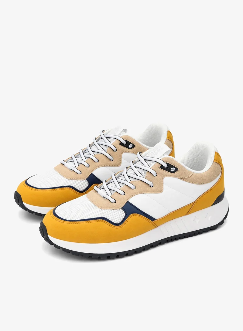 دوكرز باي جيرلي Men's Breathable Mesh Lace-Up Sneakers - White Yellow