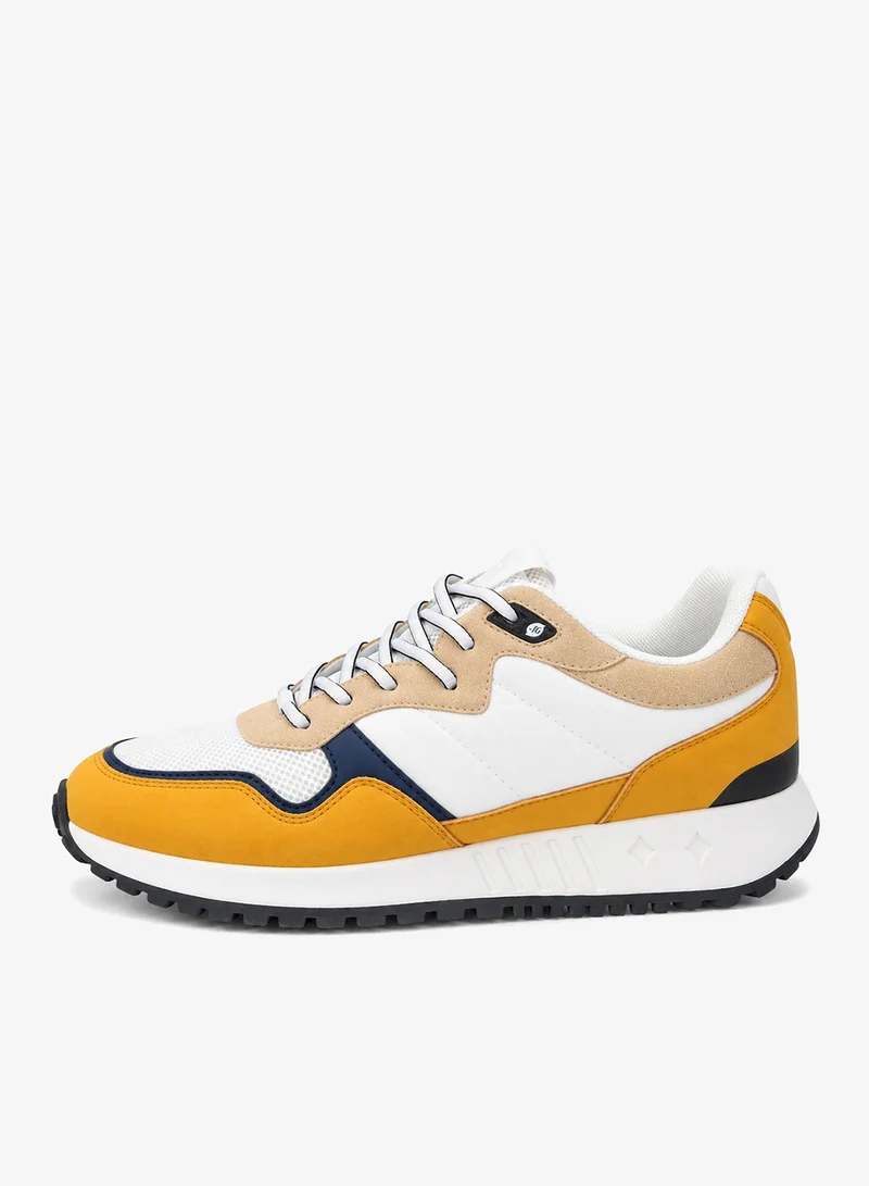 دوكرز باي جيرلي Men's Breathable Mesh Lace-Up Sneakers - White Yellow