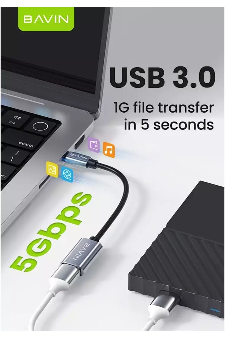 Bavin OTG-54 Type-C to USB 3.0 Adapter for Laptop Tablet Printer Mouse Keyboard - Image 3