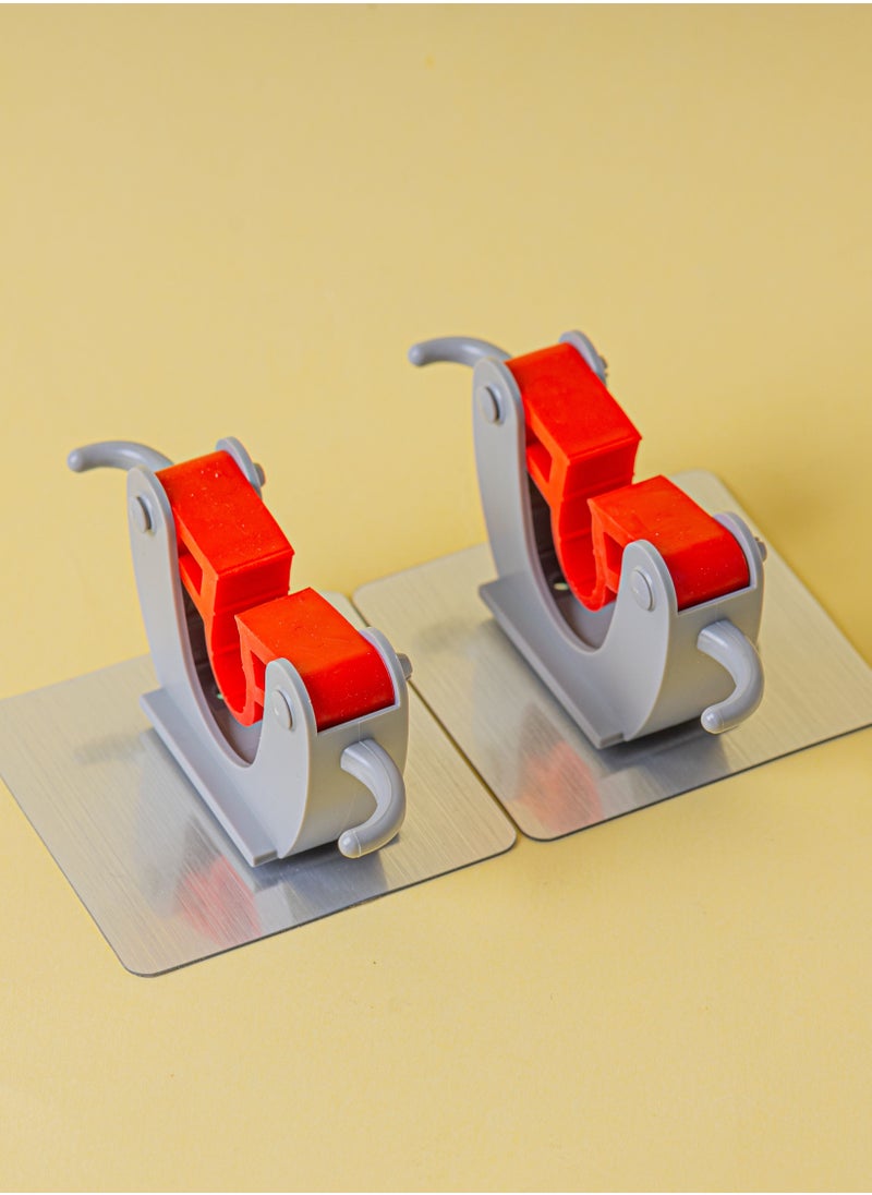 Royalford - Royalford 2 Piece Single Mop Holder with 2 Side Hooks- RF10670 Storage Tool with Adjustable Holders Perfect for Mops, Brooms and Other Equipment - Image 1