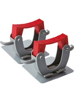 Royalford 2 Piece Single Mop Holder with 2 Side Hooks- RF10670 Storage Tool with Adjustable Holders Perfect for Mops, Brooms and Other Equipment
