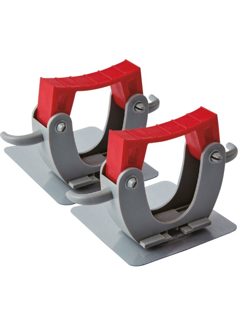 Royalford - Royalford 2 Piece Single Mop Holder with 2 Side Hooks- RF10670 Storage Tool with Adjustable Holders Perfect for Mops, Brooms and Other Equipment - Image 1