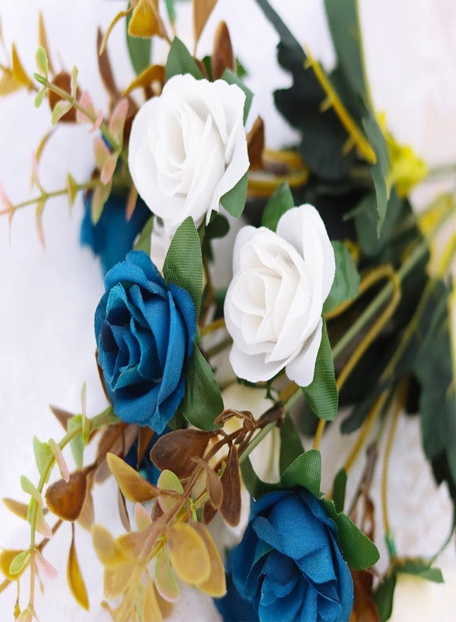 MOOMASS Artificial Flowers,2 Packs of Artificial Roses.24 Little Rose Silk Flowers. Plastic Flowers,Plants for Home Hotel Wedding Christmas Tables Decorations.Cemetery Flowers Dark Blue - Image 4