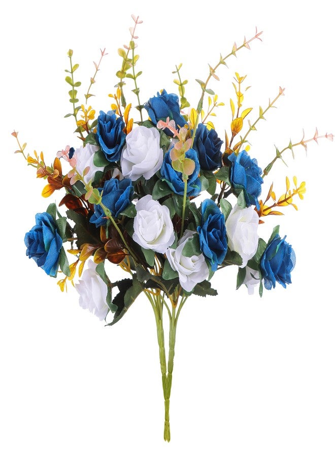 MOOMASS Artificial Flowers,2 Packs of Artificial Roses.24 Little Rose Silk Flowers. Plastic Flowers,Plants for Home Hotel Wedding Christmas Tables Decorations.Cemetery Flowers Dark Blue - Image 1