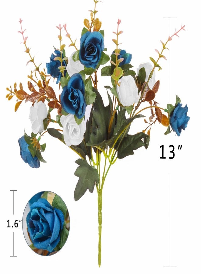 MOOMASS Artificial Flowers,2 Packs of Artificial Roses.24 Little Rose Silk Flowers. Plastic Flowers,Plants for Home Hotel Wedding Christmas Tables Decorations.Cemetery Flowers Dark Blue - Image 3