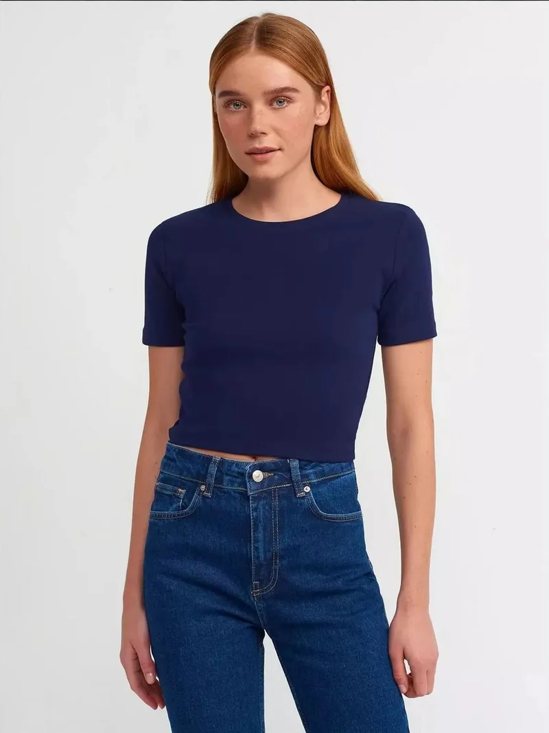 HICCUP Crew Neck Basic Crop Top