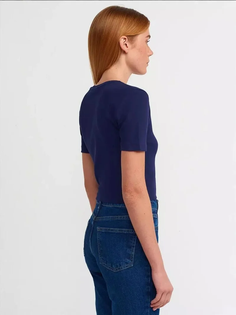 HICCUP Crew Neck Basic Crop Top