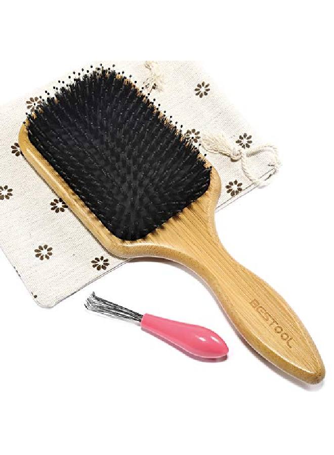 BESTOOL Hair Brush, Boar Bristle Hair Brushes For Women Men Kid, Boar & Nylon Bristle Brush For Wet/Dry Hair Smoothing Massaging Detangling, Everyday Brush Enhance Shine & Health (Square) - Image 2