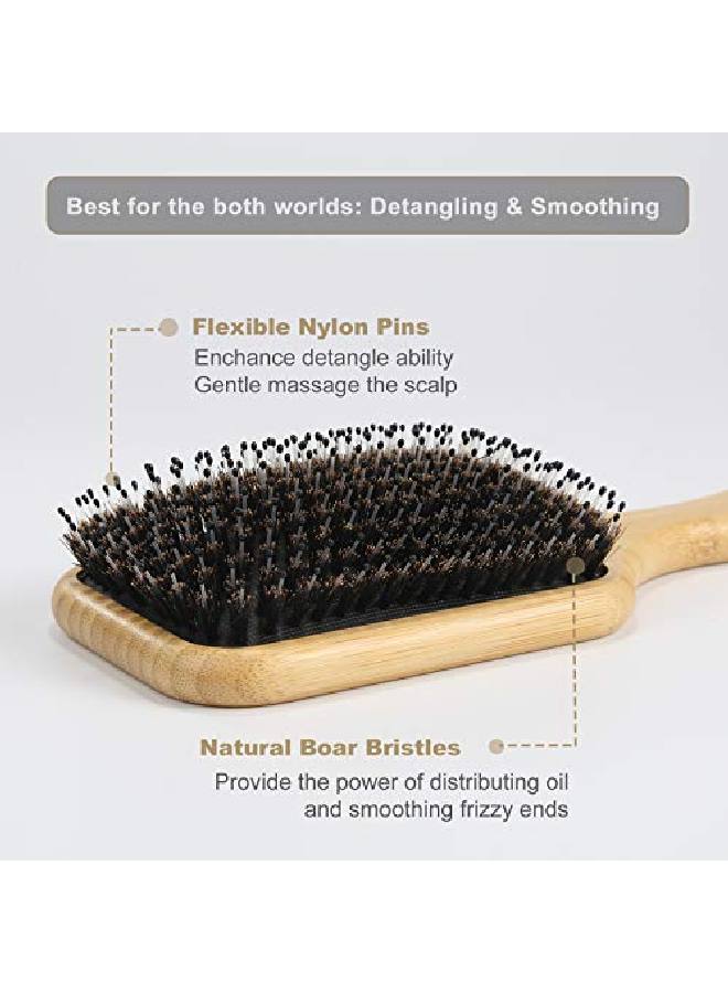BESTOOL Hair Brush, Boar Bristle Hair Brushes For Women Men Kid, Boar & Nylon Bristle Brush For Wet/Dry Hair Smoothing Massaging Detangling, Everyday Brush Enhance Shine & Health (Square) - Image 3