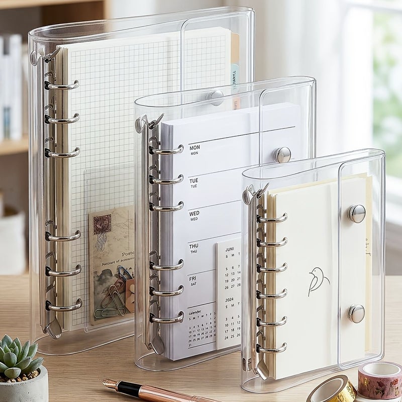 A5 A6 A7 Transparent Binder Notebook Refillable Loose Leaf Organizer With 3.66 By 2.36 Inch Inner Pages For Journaling Planner Stationery School Office Daily Use - Image 5