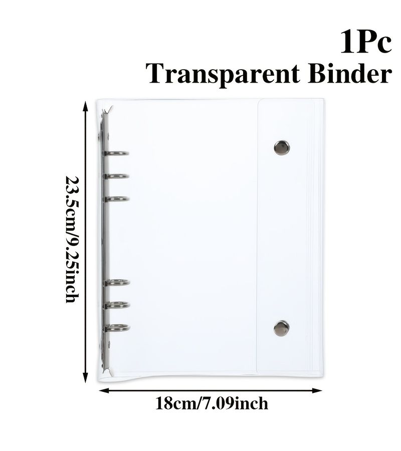 A5 A6 A7 Transparent Binder Notebook Refillable Loose Leaf Organizer With 3.66 By 2.36 Inch Inner Pages For Journaling Planner Stationery School Office Daily Use - Image 1