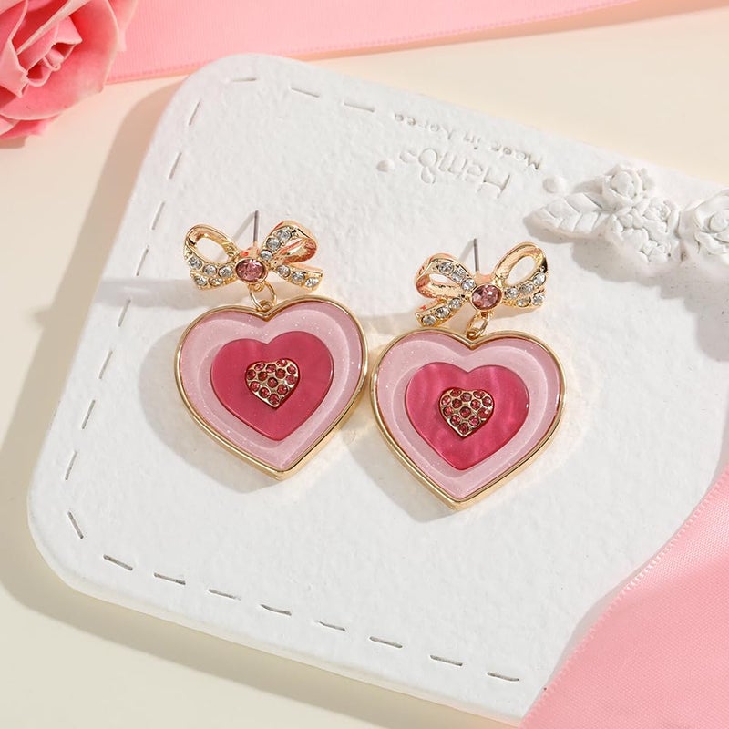 Madison Tyler Valentines Earrings for Women | Bow Pink Heart Shaped Earrings | Fun Cute Love Earrings for Women | Valentines Wedding Birthday Mother's Day Jewelry Gift - Image 5