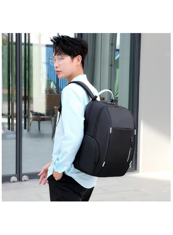 Anti-Theft Unisex Backpack Business Travel Laptop Backpack With USB Charging - 22L / 15.6 Inch - Water Resistant Oxford Cloth| Black  - Image 3