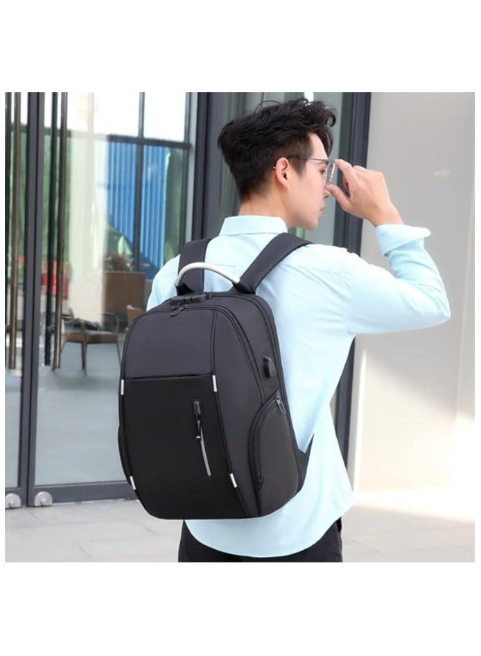 Anti-Theft Unisex Backpack Business Travel Laptop Backpack With USB Charging - 22L / 15.6 Inch - Water Resistant Oxford Cloth| Black  - Image 4