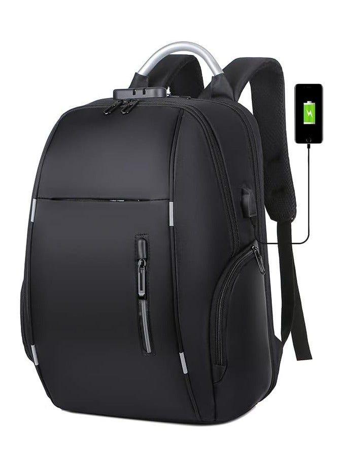 Anti-Theft Unisex Backpack Business Travel Laptop Backpack With USB Charging - 22L / 15.6 Inch - Water Resistant Oxford Cloth| Black  - Image 1