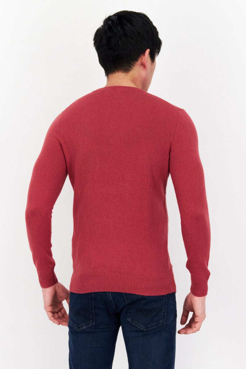 Lyle & Scott Men Crew Neck Long Sleeve Embroidered Logo Sweater, Dusty Pink - Image 3