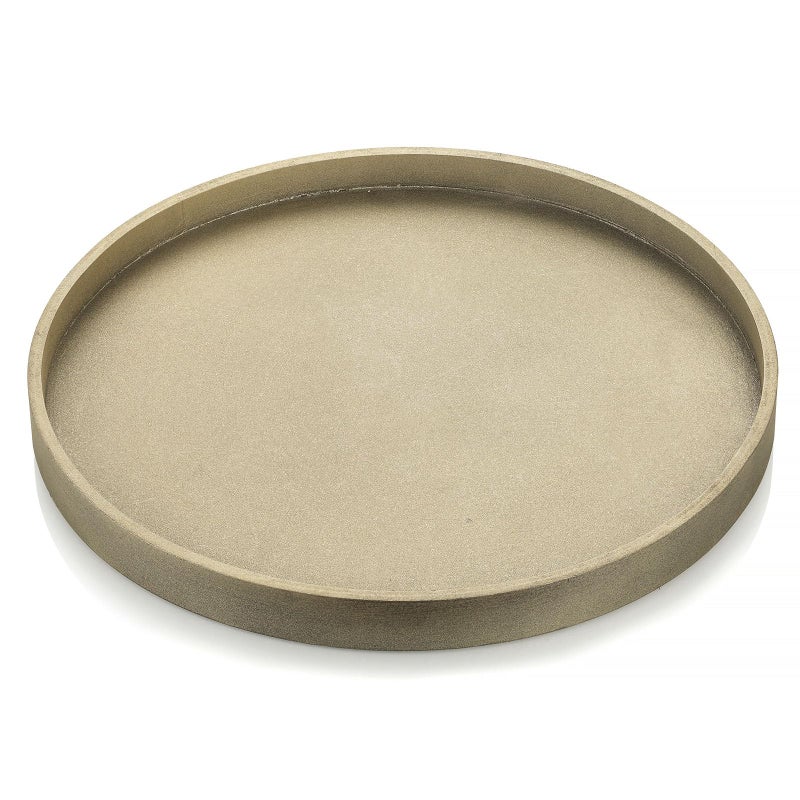 Hanobe Decorative Coffee Table Tray Rustic Muted Metallic Gold Wood Tray Round Wooden Circle Trays 12 Farmhouse Centerpiece Candle Holder for Home Decor Living Room Ottoman Kitchen Counter Display