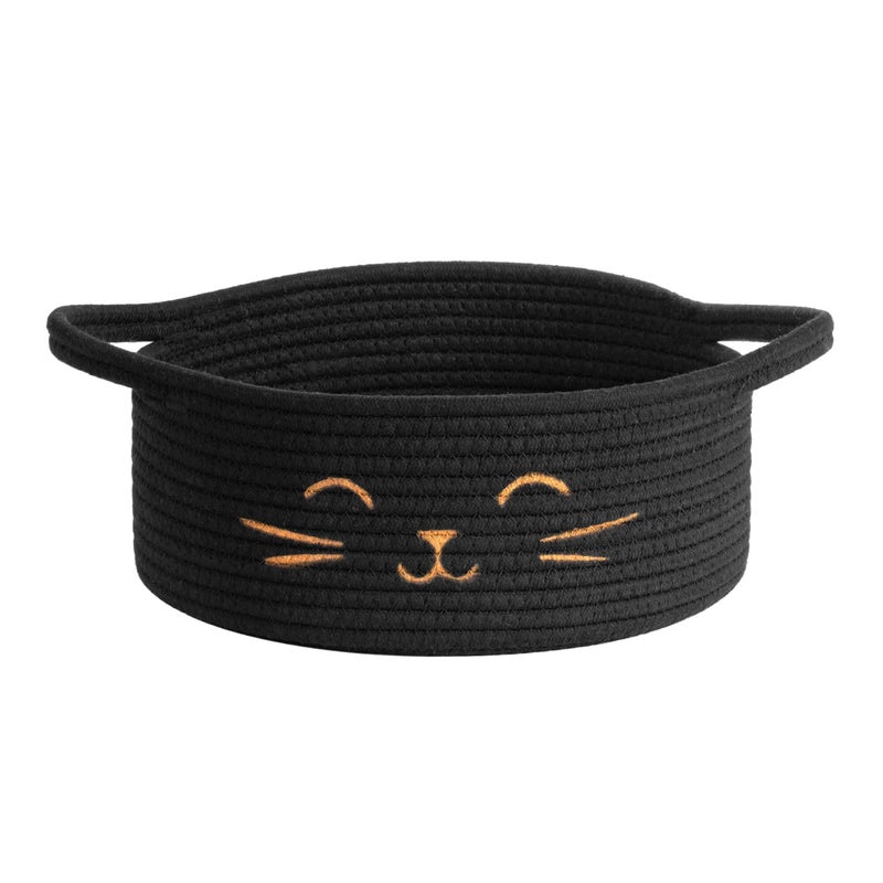 HiChen Small Storage Basket Black Cute Pet Toy Storage for Cats Dogs Decorative Rope Bin for Organizing Empty Gift Basket for Baby Black 98 x 4 inches